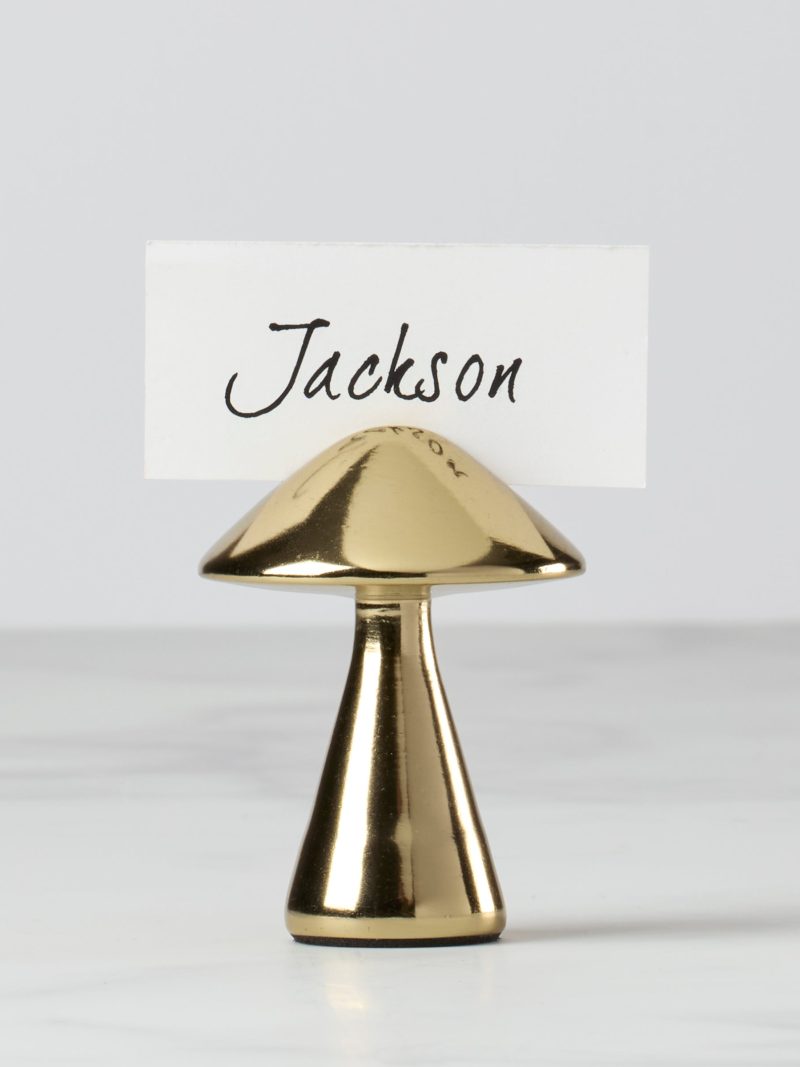 Gold Mushroom Placecard Holder